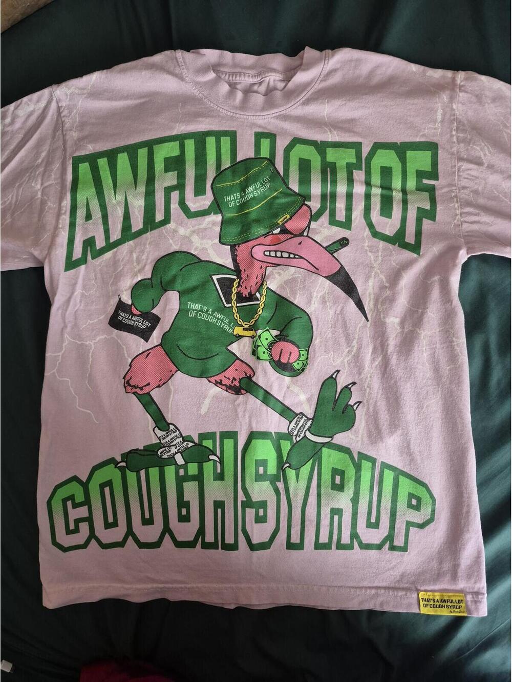 Awful Lot of Cough Syrup Pink Flamingo Tee Medium